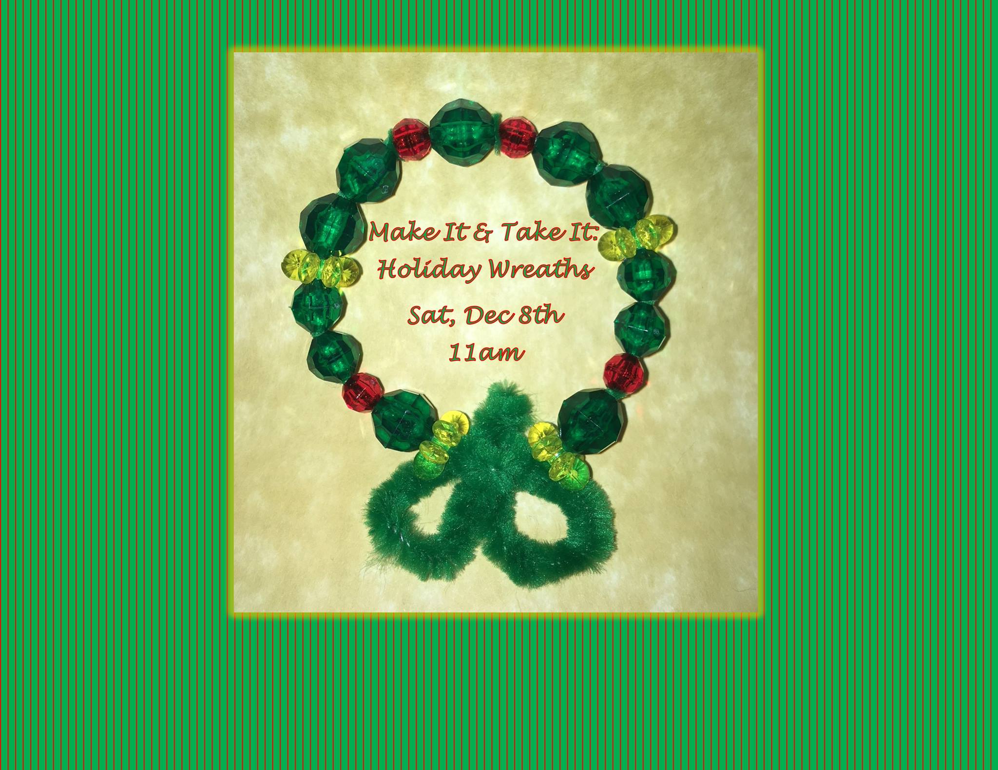 Picture of a wreath made from green and red beads